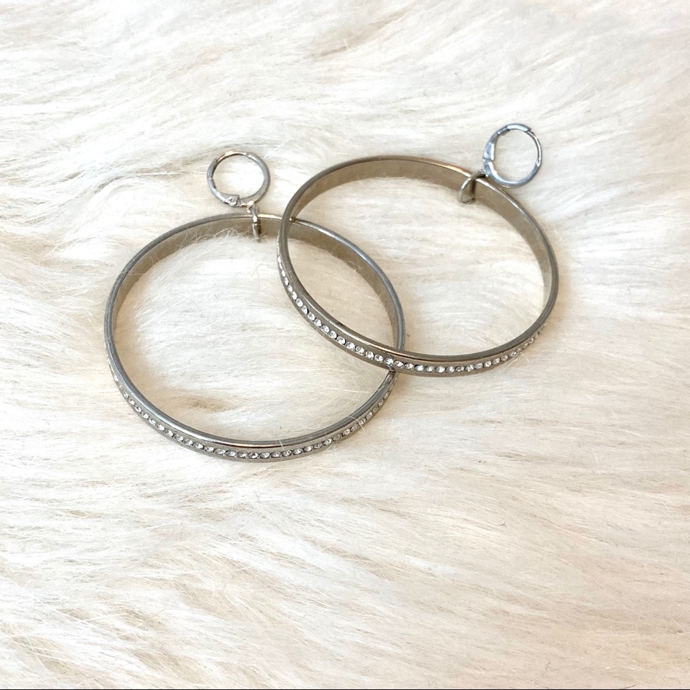 Silver Diamond Hoop Earrings